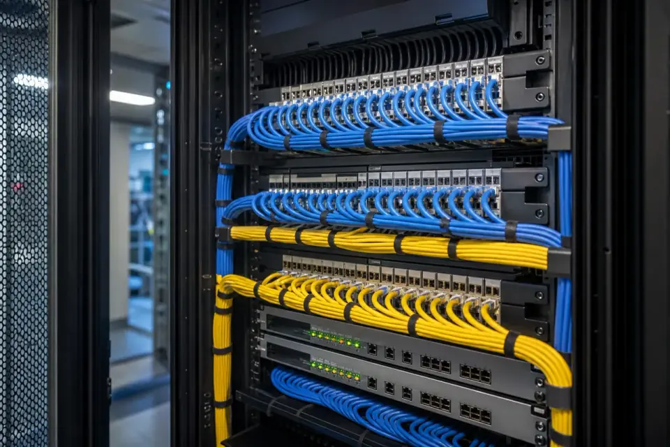 Organised patch cabling and cable management in network racks